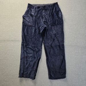 Lola & Sophie New York Cropped Ankle Pants Womens Small Black Satin Velvet Look